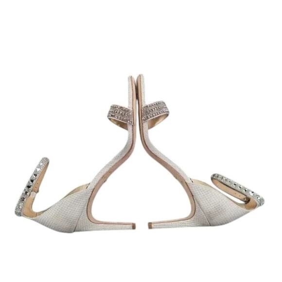 Badgley Mischka Shoes Womens 8.5 Sandal Pumps Ankle Strap Formal Rhinestone Grey - Picture 10 of 16